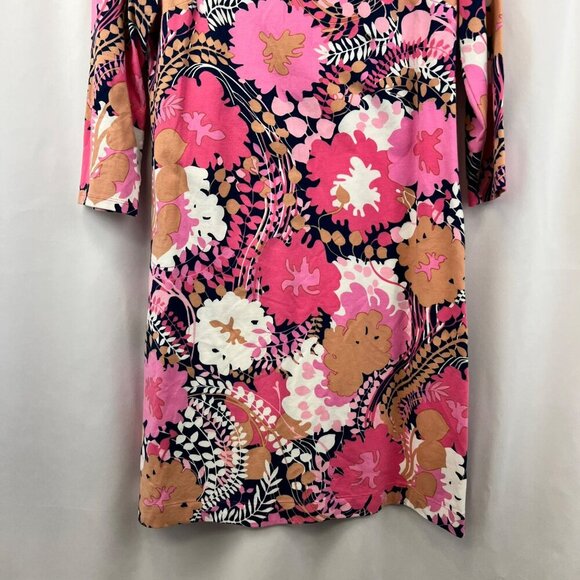 Talbots Floral Shift Dress Ruffle Neck 3/4 Sleeve Multicolor Size SP - Picture 4 of 8